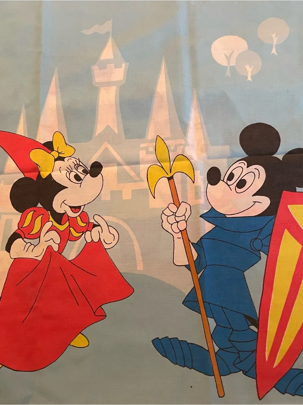 Vintage 1970’s Disney Pillow Cases Pair Standard Mickey Minnie Donald Pluto USA